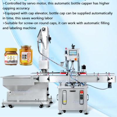 XG05 Automatic Servo Motor Round Jam Capping Machine with Cap Elevator