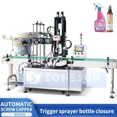 XG445 Automatic Trigger Pump Bottle Capping Machine With Cap Vibratory Feeder